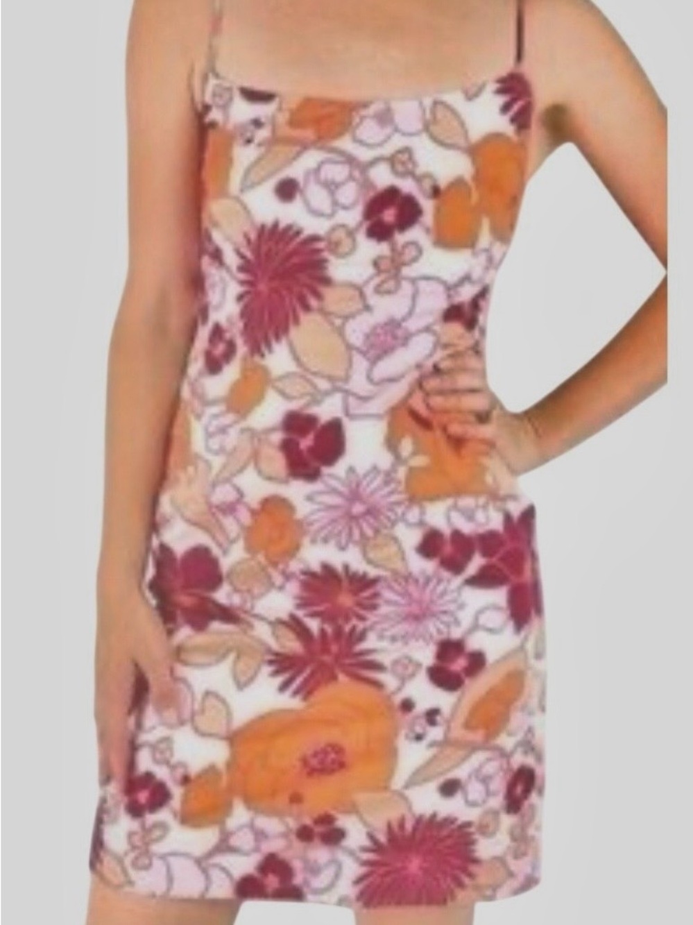 Ann Taylor Cream Mini Dress with Orange & Pink Floral Print